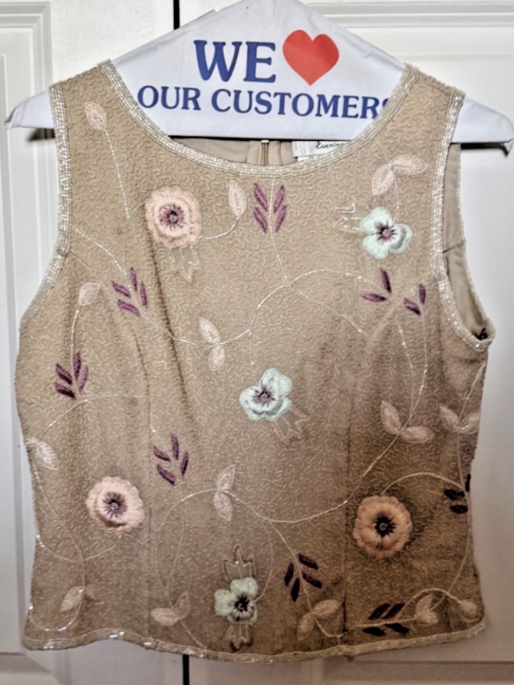 Vintage Adrianna Papell Evening Silk Beaded Top Size Petite Small